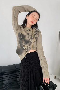 Fairy Grunge Lace Up Asymmetric Cardigan