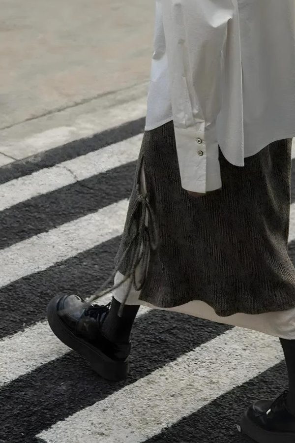 Fairy Grunge Lace Up Midi Skirt