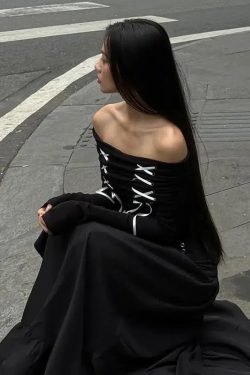 Fairy Grunge Off Shoulder Lace Up Top