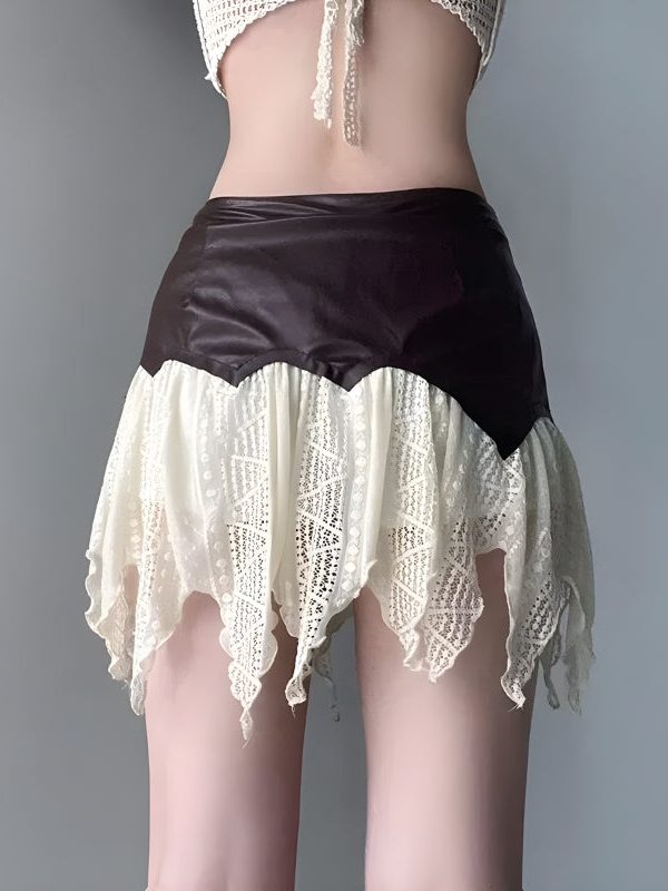 Fairy Grunge Patchwork Lace Mini Skirt