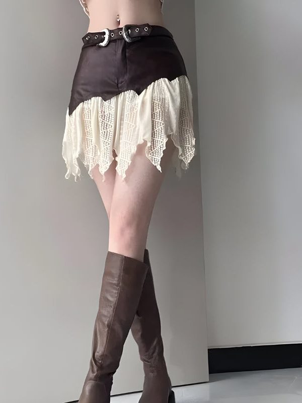 Fairy Grunge Patchwork Lace Mini Skirt
