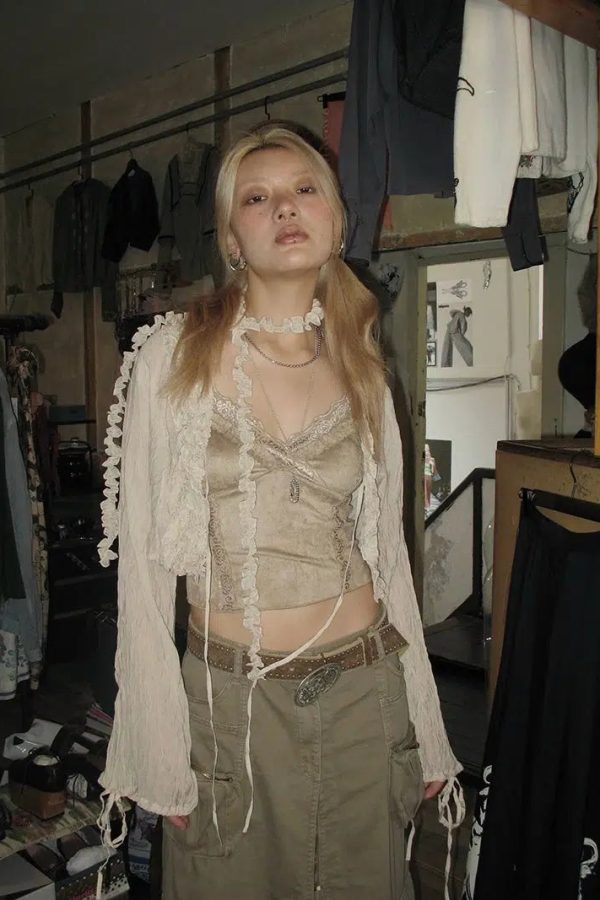 Fairy Grunge Ruffled Crop Cardigan