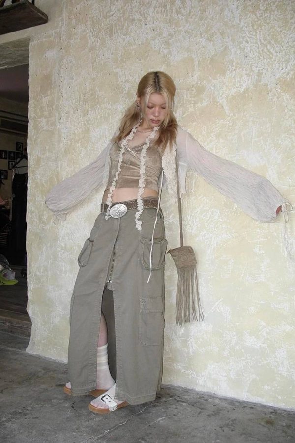 Fairy Grunge Ruffled Crop Cardigan