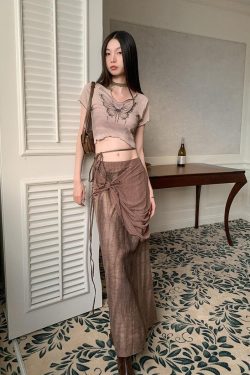 Fairycore Butterfly Crop Top & Maxi Skirt Two Piece Set