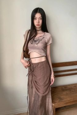 Fairycore Butterfly Crop Top & Maxi Skirt Two Piece Set