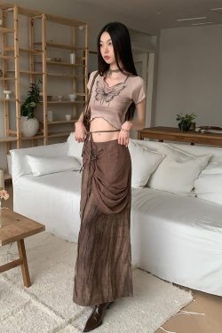 Fairycore Butterfly Crop Top & Maxi Skirt Two Piece Set