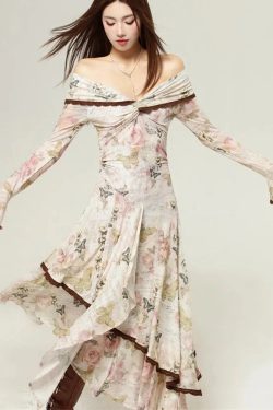 Fairycore Butterfly Off Shoulder Midi Dress