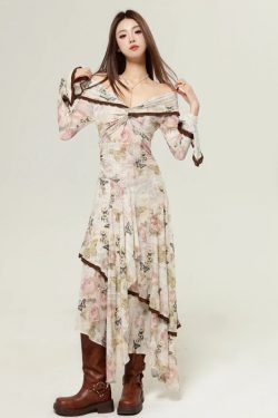 Fairycore Butterfly Off Shoulder Midi Dress