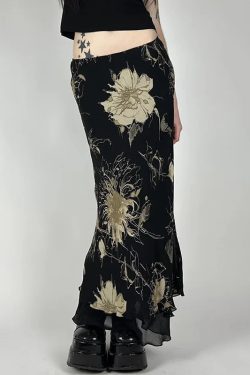 Fairycore Dark Fairy Midi Skirt