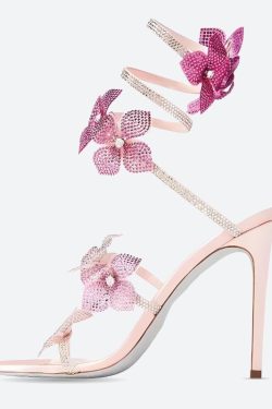 Fairycore Floral Rhinestone Heels