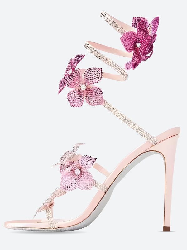 Fairycore Floral Rhinestone Heels