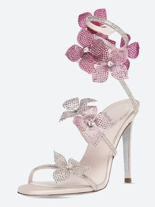 Fairycore Floral Rhinestone Heels