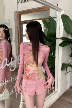 Fairycore Floral Ruffled Cuff Top