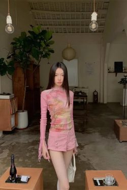 Fairycore Floral Ruffled Cuff Top