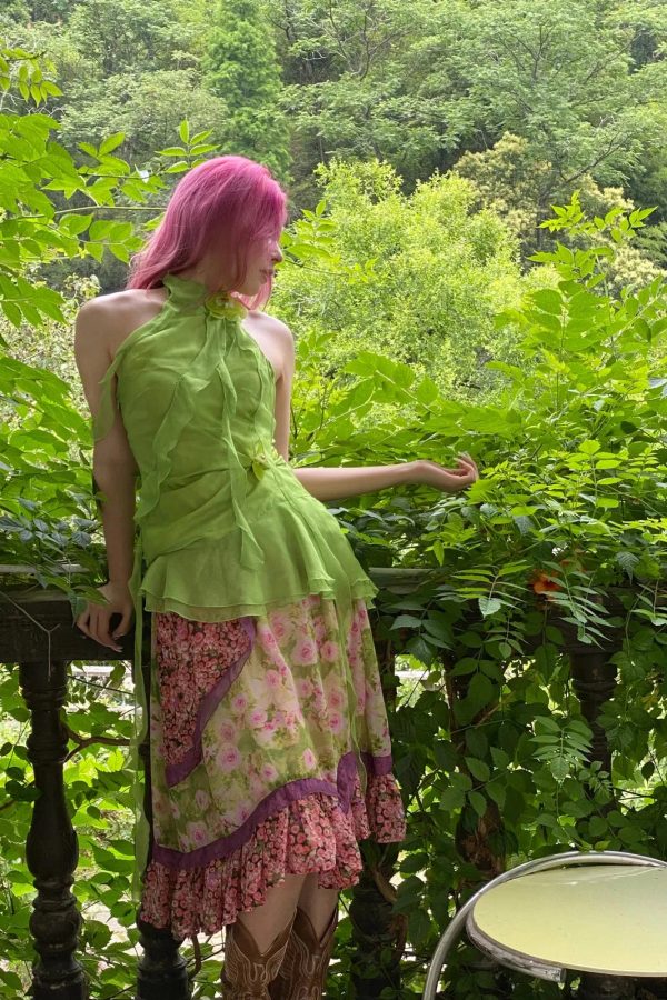 Fairycore Floral Ruffled Top