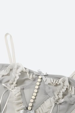 Fairycore Mesh Ruffled Top & Mini Skirt Two Piece Set