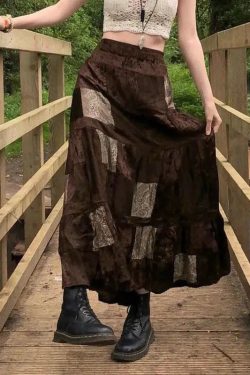 Fairycore Patchwork Maxi Skirt