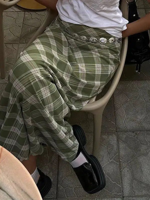 Fairycore Plaid Maxi Skirt