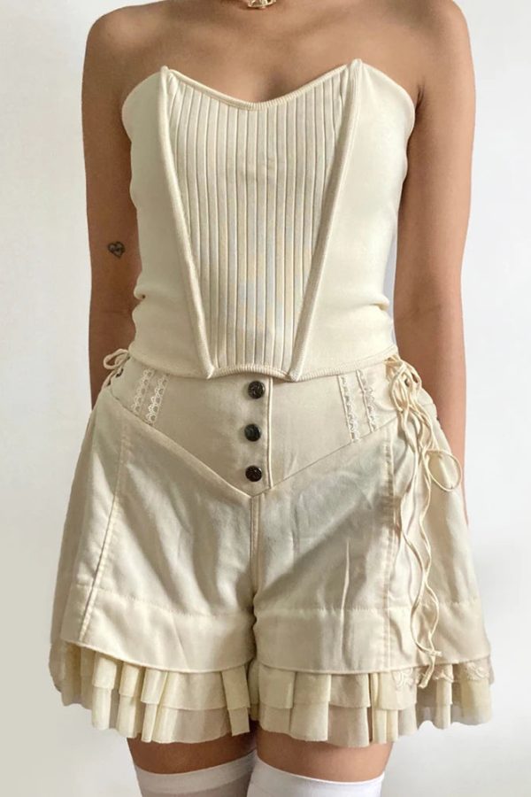 Fairycore Ruffled Lace Up Shorts