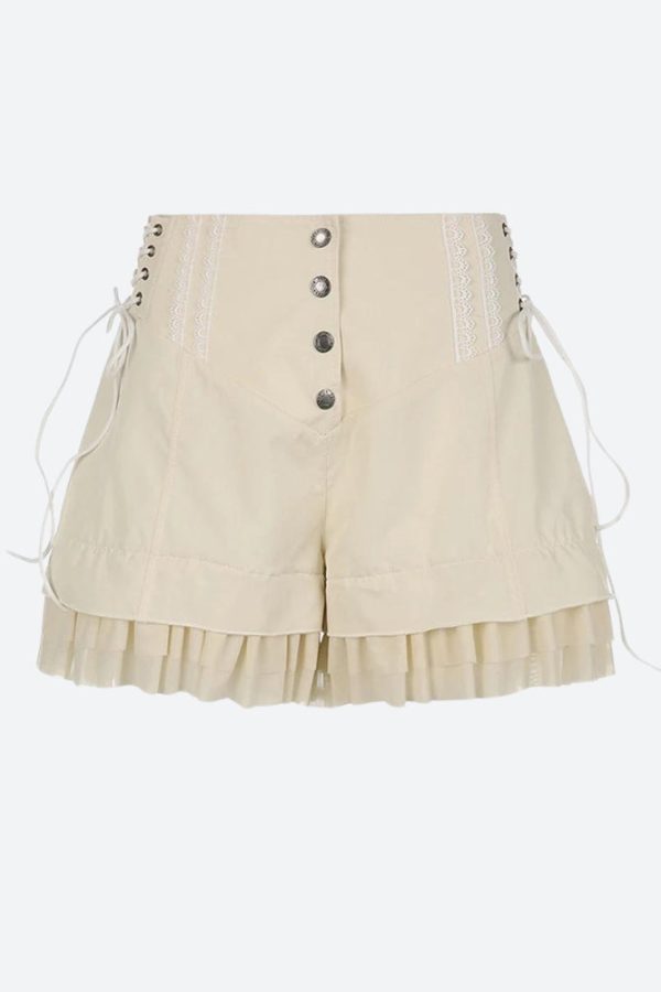 Fairycore Ruffled Lace Up Shorts