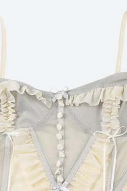 Fairycore Ruffled Mesh Corset Top