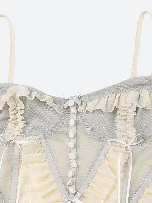 Fairycore Ruffled Mesh Corset Top