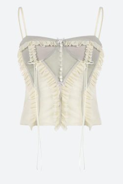 Fairycore Ruffled Mesh Corset Top