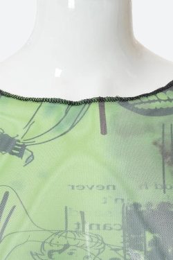 Fairycore Slit Mesh Crop Top