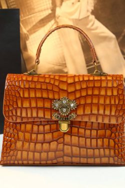 Fashion Alligator Pattern Durable Faux Leather Satchel Handbag