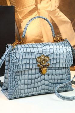 Fashion Alligator Pattern Durable Faux Leather Satchel Handbag