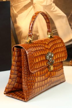 Fashion Alligator Pattern Durable Faux Leather Satchel Handbag