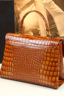 Fashion Alligator Pattern Durable Faux Leather Satchel Handbag