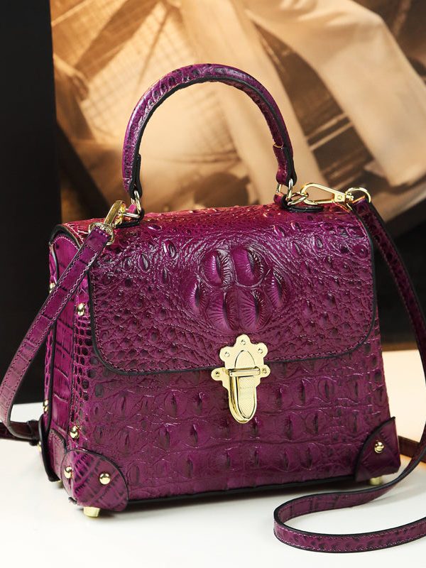 Fashion Alligator Pattern Solid Durable Versatile Women Handbags