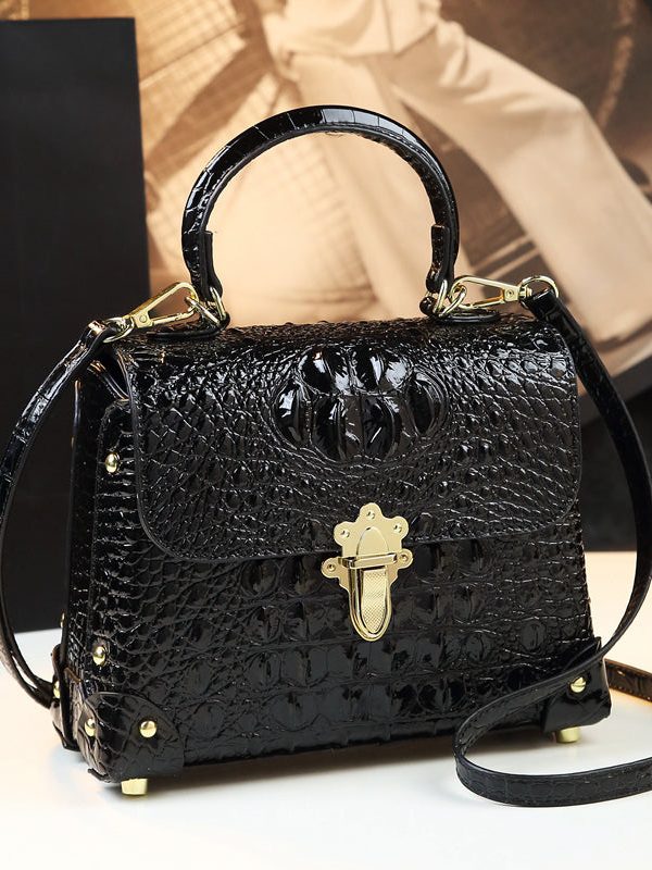 Fashion Alligator Pattern Solid Durable Versatile Women Handbags