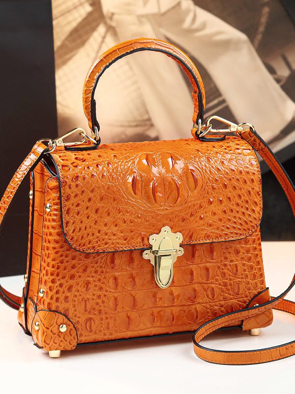 Fashion Alligator Pattern Solid Durable Versatile Women Handbags