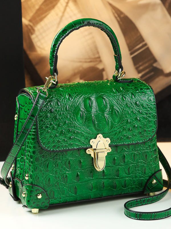 Fashion Alligator Pattern Solid Durable Versatile Women Handbags