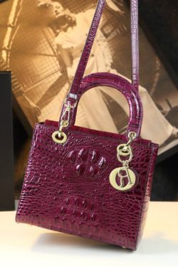 Fashion Black Alligator Pattern Solid Durable Faux Leather Tote Handbag