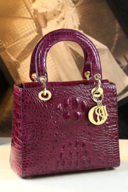 Fashion Black Alligator Pattern Solid Durable Faux Leather Tote Handbag