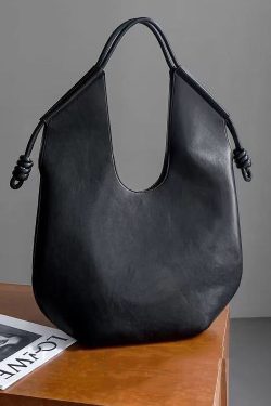 Fashion Black Large Capacity Faux Leather Satchel Handbag