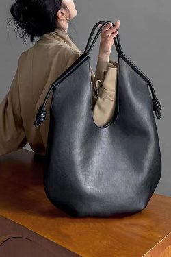 Fashion Black Large Capacity Faux Leather Satchel Handbag