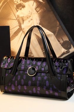 Fashion Black Pring Crocodile Pattern Tote Handbag
