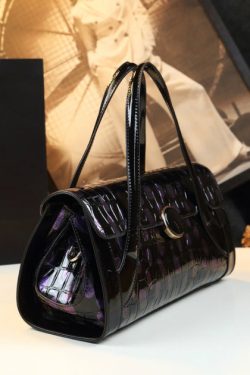 Fashion Black Pring Crocodile Pattern Tote Handbag