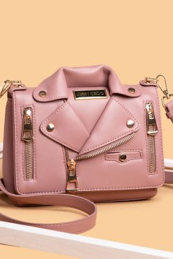 Fashion Black Zippered Faux Leather Messenger Bag