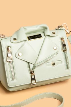 Fashion Black Zippered Faux Leather Messenger Bag