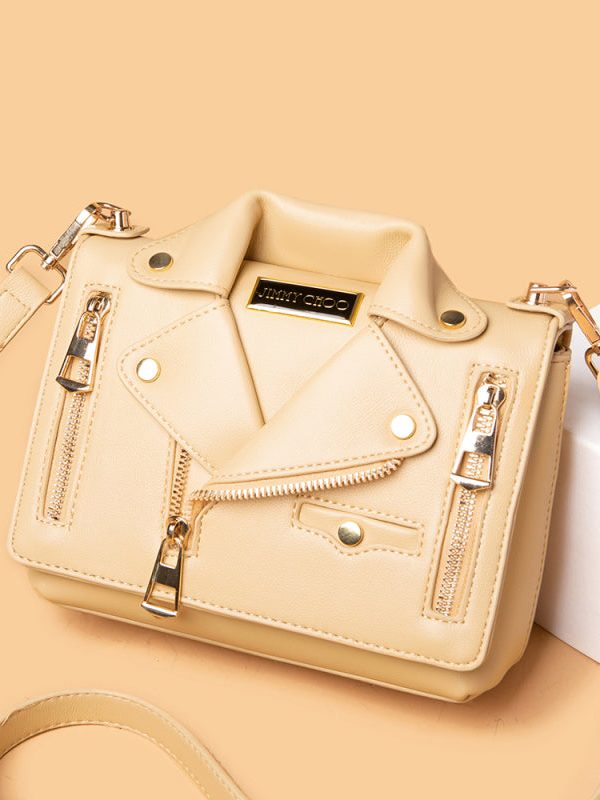 Fashion Black Zippered Faux Leather Messenger Bag