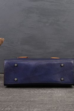 Fashion Blue Jacquard Calf Leather Tote Handbag