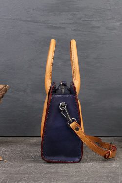 Fashion Blue Jacquard Calf Leather Tote Handbag