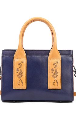 Fashion Blue Jacquard Calf Leather Tote Handbag