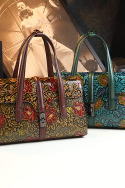 Fashion Boutique Brown Embossed Calf Leather Tote Handbag