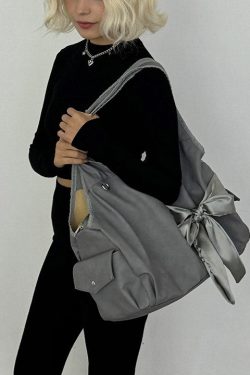 Fashion Bow Lazy Style Large Capacity Spliced Shoulder Bag